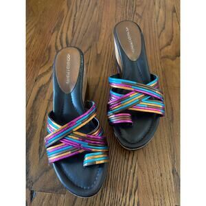 Donald J Pliner Lettie metallic multi-colored wedge sandals